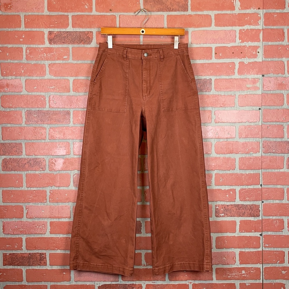 Universal Thread Boho Rust Orange High Rise Wide Leg Ankle Crop Jeans 28